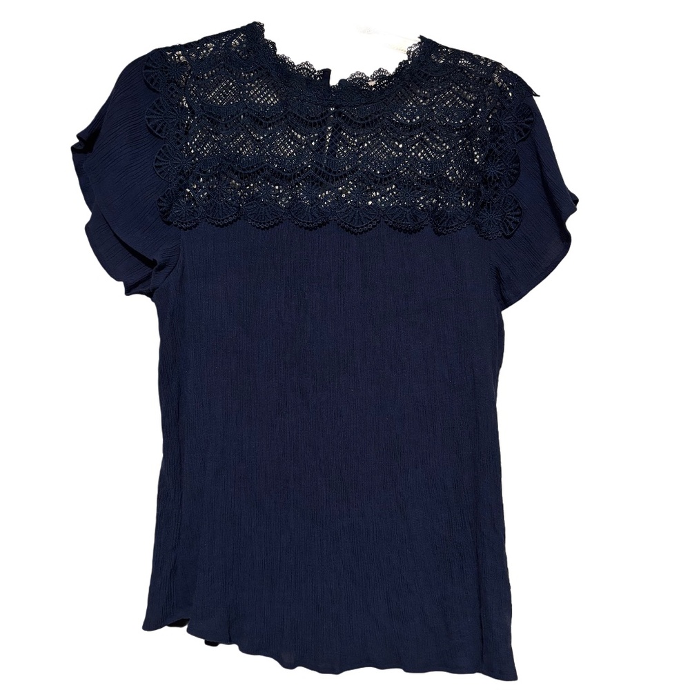 Women’s Perch by Blu Pepper Lace Shirt in Navy Sz 1XL